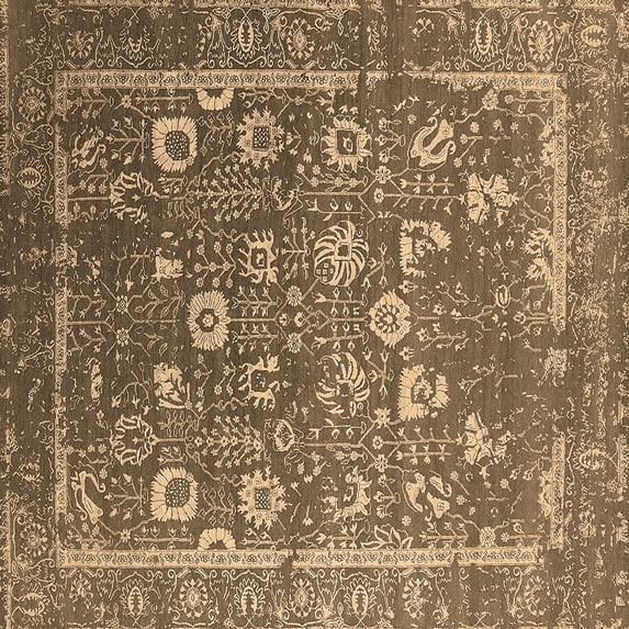 Ahgly Company Indoor Square Oriental Brown Industrial Area Rugs, 6' Square