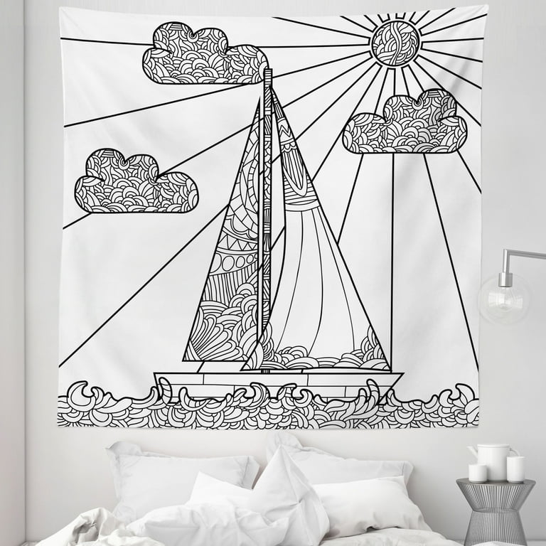 Black and white ocean tapestry hot sale