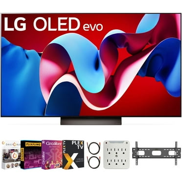 LG, 77 in OLED evo C4 Series 4K Smart TV (2024 Model) - Bundle with Premiere Movie Streaming, Wall Mount, Surge Adapter, HDMI Cable and More