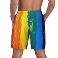thumbnail image 3 of Sigee Rainbow Colored Print Mens Swim Trunks with Compression Liner Quick Dry Swim Stretch Beach Shorts with Pockets,S-3XL, 3 of 7
