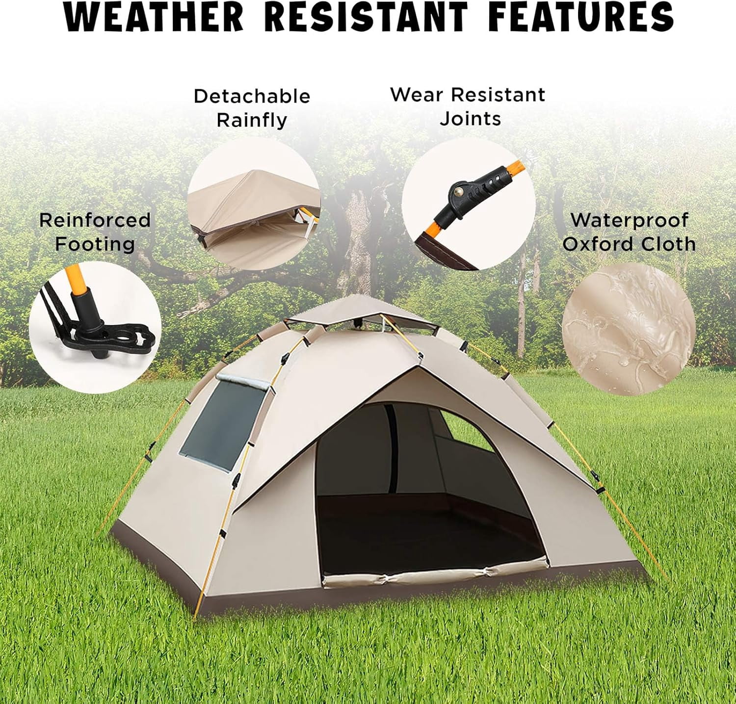 Pop Up Tent Automatic Tent Camping Tent 3 Person Tent Dome Tent Family Tent for Party Camping Climbing Traveling