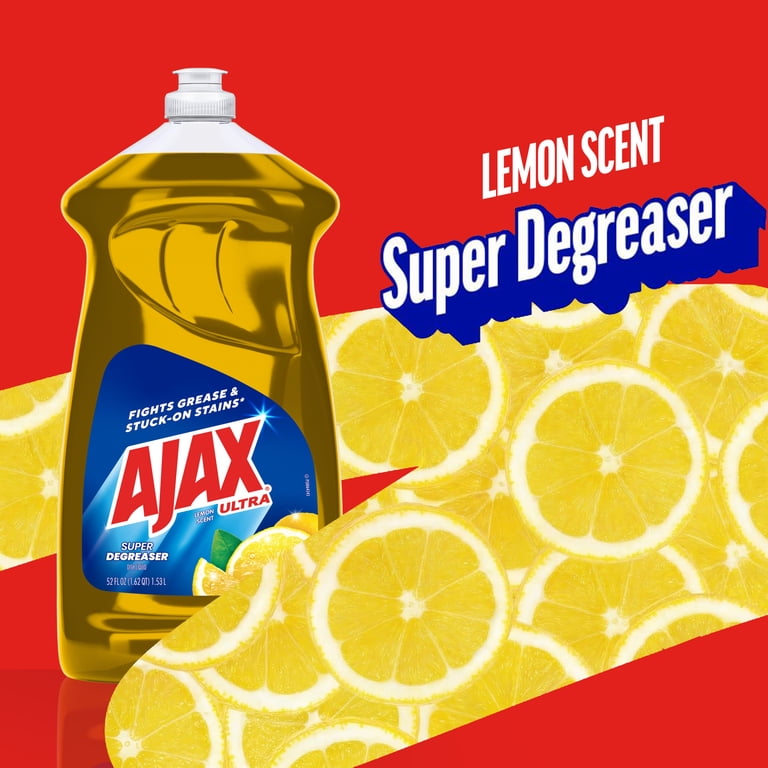 Ajax Ultra Dishwashing Detergent, Lemon Scent, Super Degreaser, 52