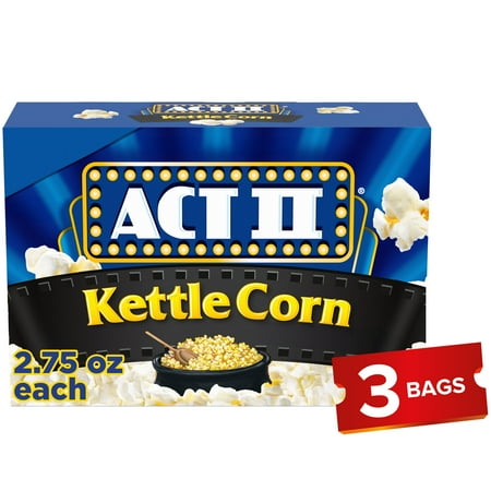 Act II Kettle Corn Microwave Popcorn, 2.75 oz., 3-Count Bags