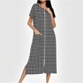 thumbnail image 2 of Tnhcen Women's Plaid Zip-Up Long Robe Flannel Sleepwear with Pockets S-2XL Cozy Loungewear Double-Sided Fleece Pajama Dress Multiple Colors Available, 2 of 7