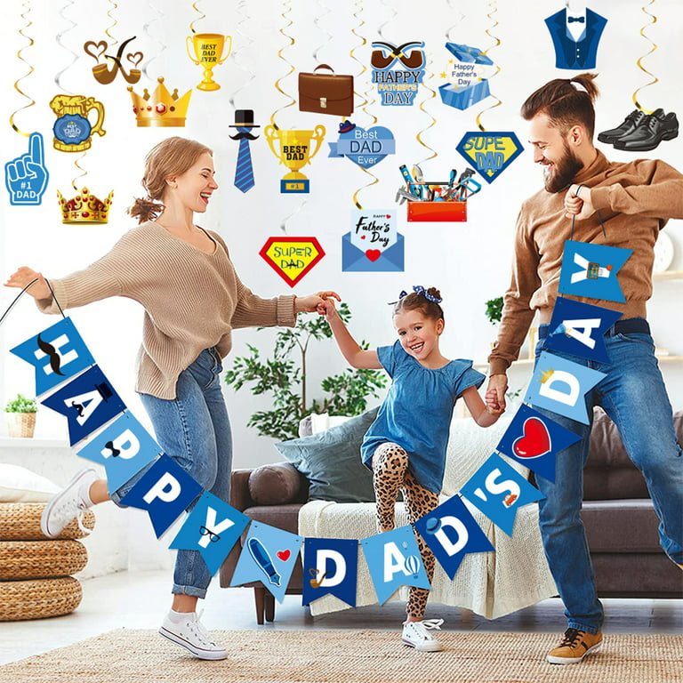 Father S Day Party Decorations Kit Fathers Ceiling Hanging Swirls And Happy Dad Banner For Birthday Favors Supplies Com