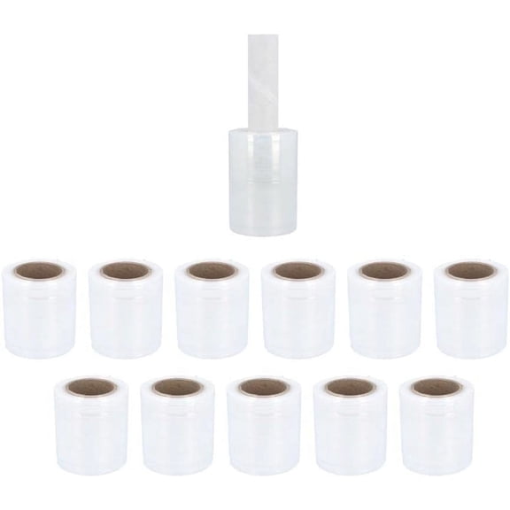 SSBM Extended Core Mini Stretch Wrap 5" x 1000' 45 Gauge 12 Rolls Clear Plastic Hand Shrink Film for Packing Wrapping