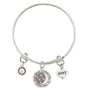 Aunt Love You To The Moon Silver Wire Adjustable Bracelet Jewelry
