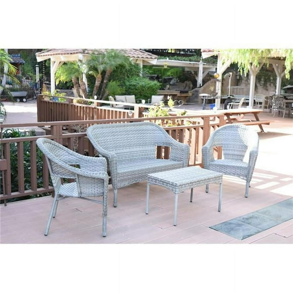 Grey Resin Wicker Clark Conversation Set without Cushion - 4 Piece