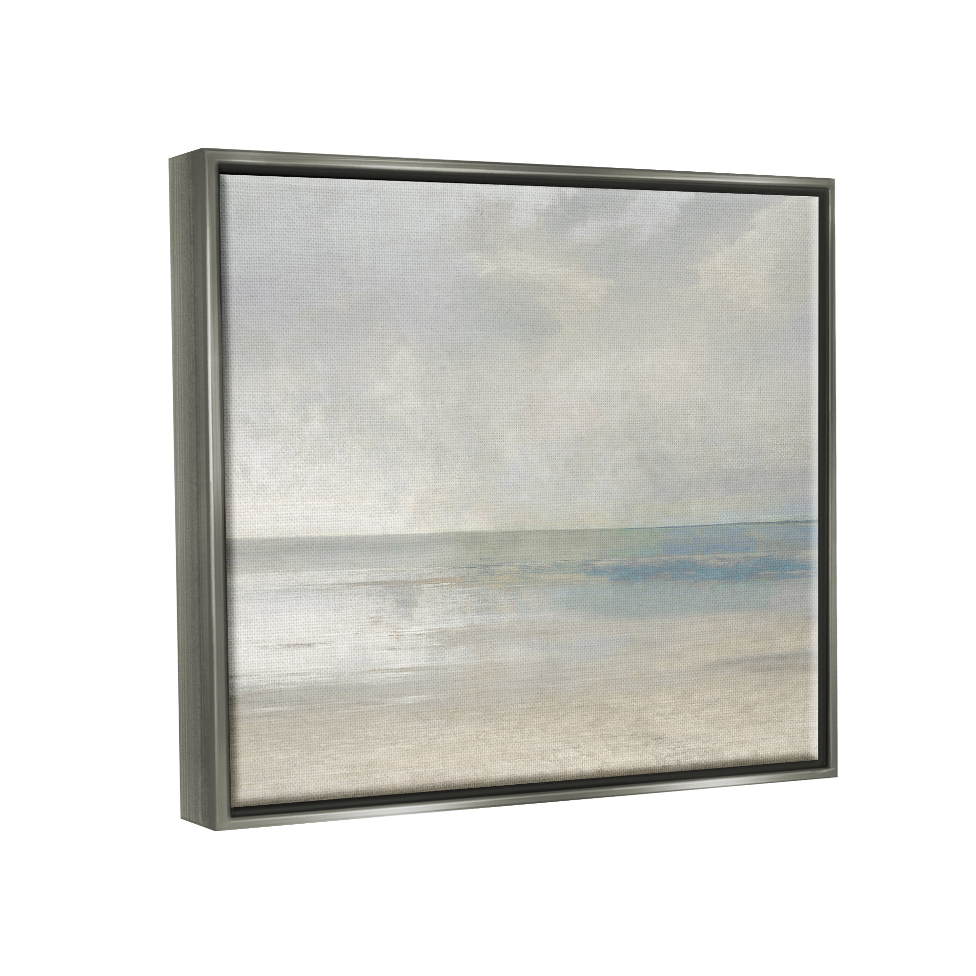 Stupell Sandy Tide Ocean Horizon Landscape Painting Gray Floater Framed Art Print Wall Art