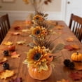 thumbnail image 6 of AUHomi 1PC Artificial Pumpkin with Sunflower and Maple Leaf, Outdoor Halloween Autumn Thanksgiving Tables Centerpieces Decorations, For Kitchen Home Wedding Mantel Decor (4.7" x 9.8", B), 6 of 6