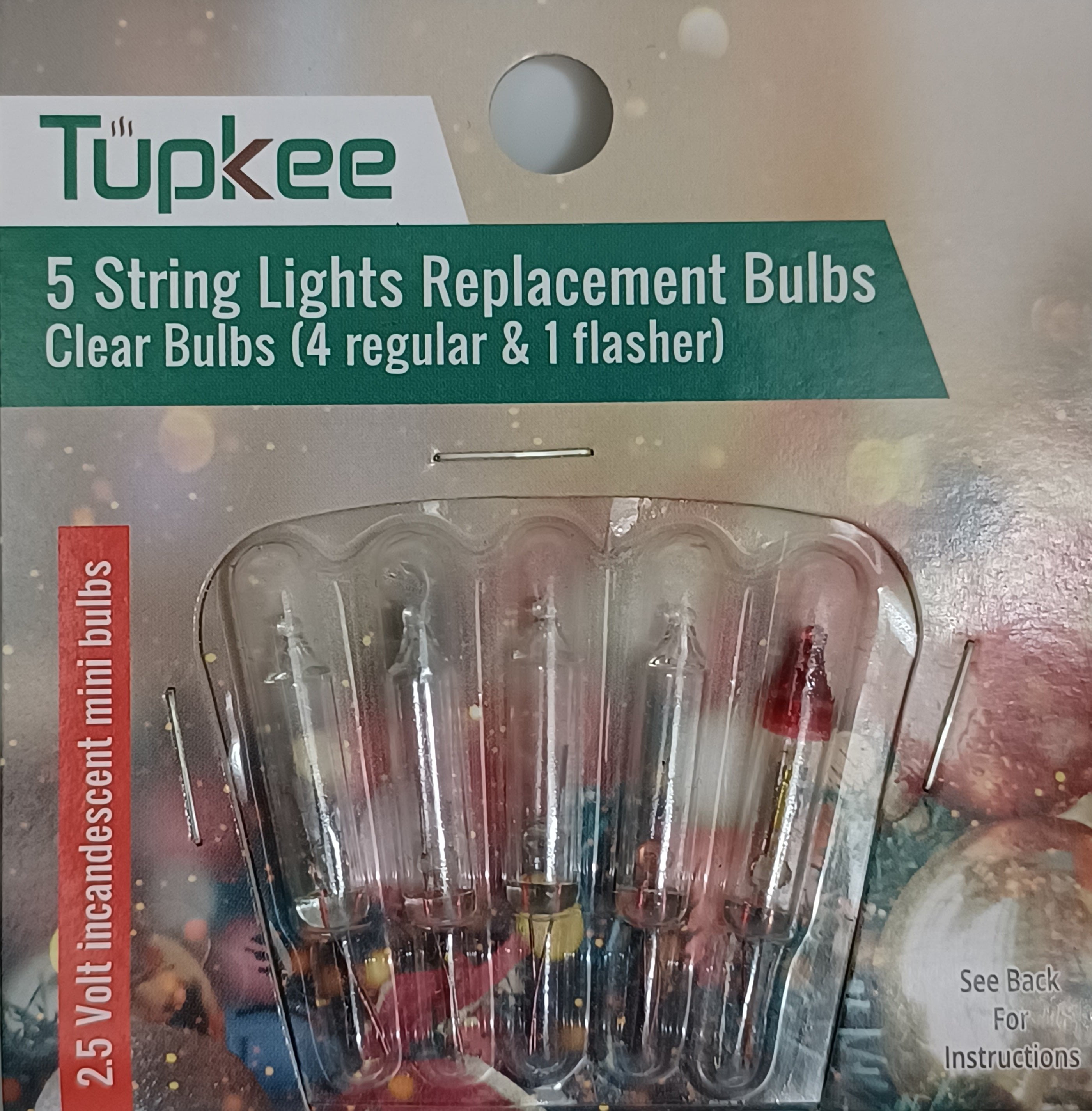 Tupkee Christmas Lights Replacement Bulbs 2.5Volt Clear Warm