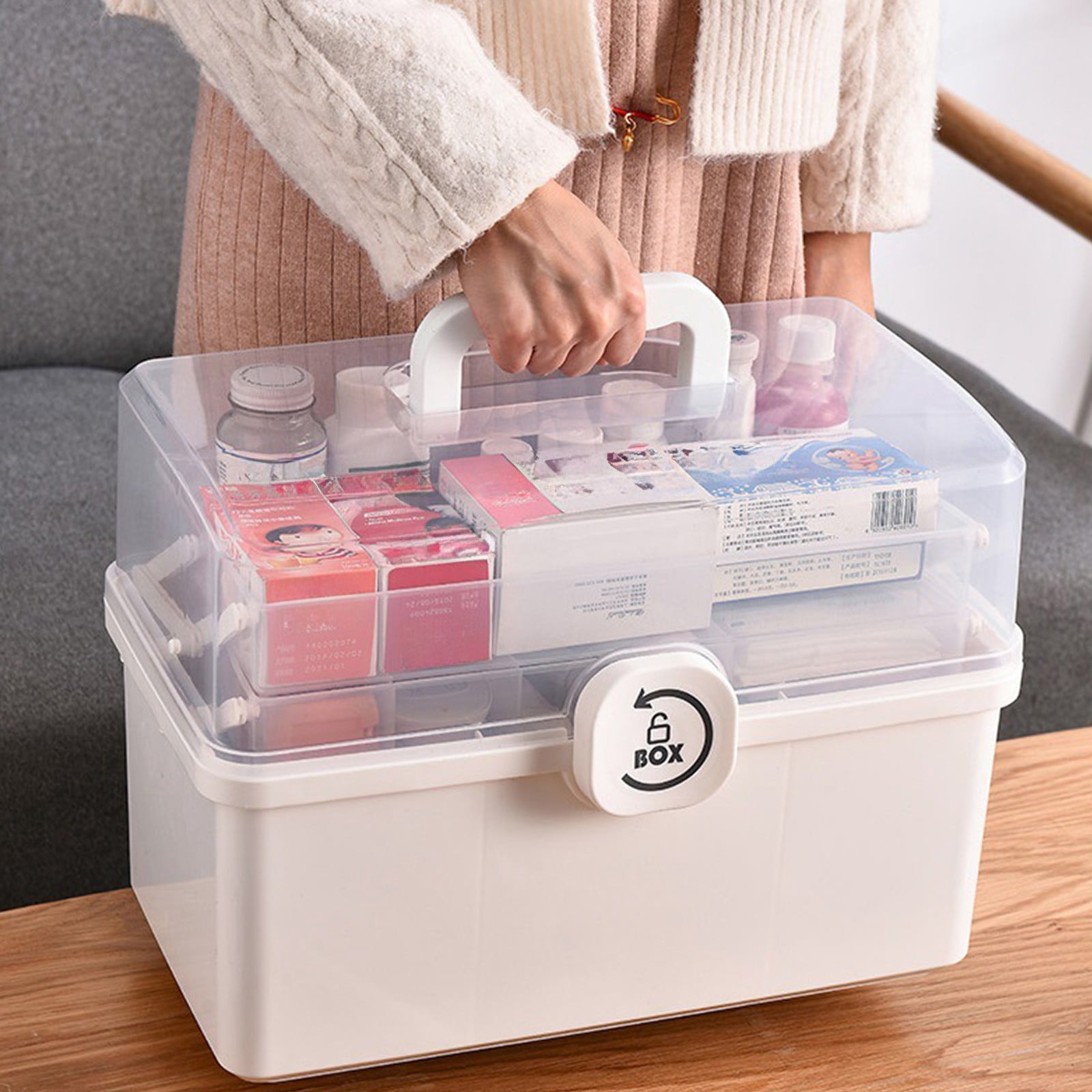 Fufafayo First Aid Kit For Home Use, Hand Held Emergency Box, Large Capacity Portable Organizer For Car Office Travel Camping