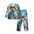 thumbnail image 1 of Balery Stylish Dog in Denim Outfit Pijama para Hombre de Dos Piezas con Manga Larga, Conjunto de Dormir y Descanso Suave con Bolsillos-Large, 1 of 7