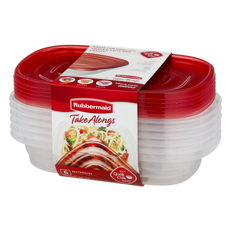 Rubbermaid TakeAlongs, 8 Cups, 2 Packs, Red, Plastic Deep Rectangle Food  Storage Containers