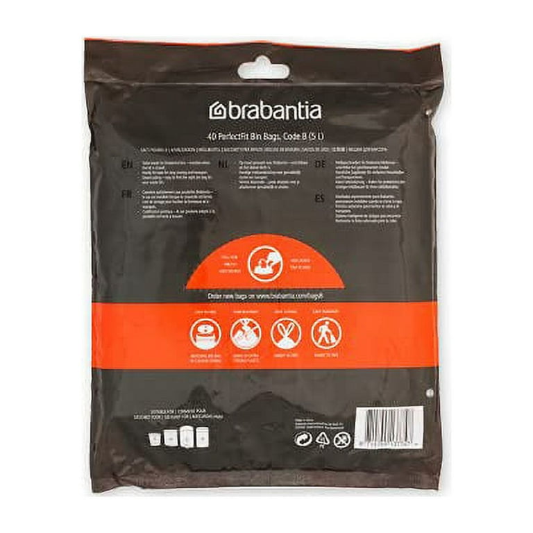 Brabantia PerfectFit Trash Bags (Size B/1.3 Gal) Thick Plastic