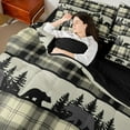 thumbnail image 4 of jejeloiu Cute Animal Bear 7-Piece Bedding Comforter Set,Beige Black Plaid King Bedding Sets For Boys Kids Reversible, 4 of 8