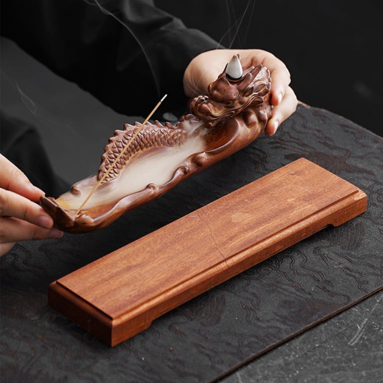 Waterfall Dragon Backflow Incense Burner Ceramic, Handmade Censer
