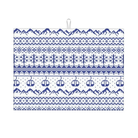 

Tebeau Abstract Gondola Snowflake Print Dish Drying Mat for Kitchen Counter Dish Drying Pad with Non-slip Rubber Backed Hide Stain Anti Absorbent for Kitchen Counter Drying Mat
