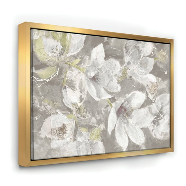 Beige And Brown Blossiming Flowers - Farmhouse Framed Canvas
