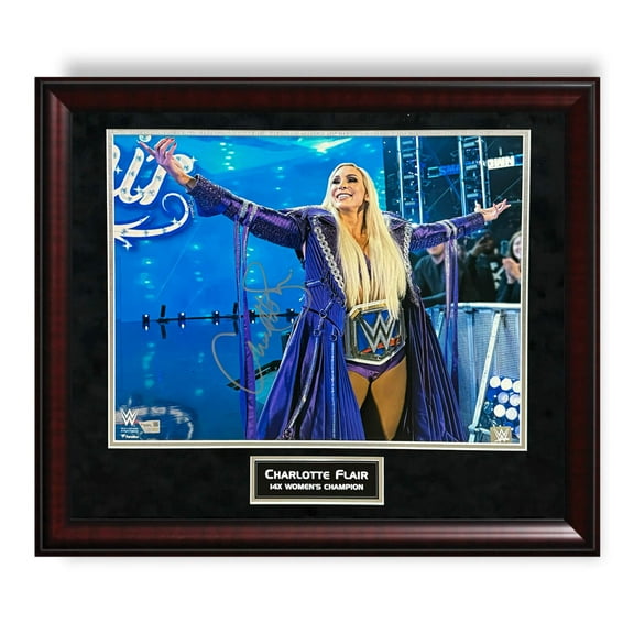 Charlotte Flair WWE Autographed 16x20 Photograph Framed To 23x27