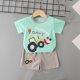 thumbnail image 2 of Odeerbi 6M-6Y Niños Niñas Trajes de Verano Excavadora Camión Impreso Algodón Manga Corta Camiseta Pantalones Cortos Conjunto de Dos Piezas Cintura Elástica, 2 of 5