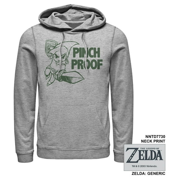 Men's Nintendo Legend of Zelda St. Patrick's Day Link Pinch Proof Pull Over Hoodie Athletic Heather 2X Large