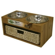 Bamboo Bistro Double Dog Bowl Feeder with Basket