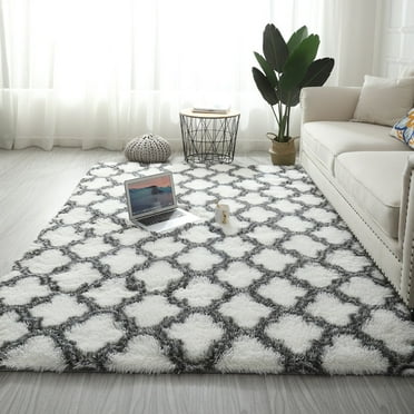 Fluffy Bedroom Rugs Geometric Design Shaggy Area Rug For Girls Baby Room Kids Living Room Home Decor Floor Carpet