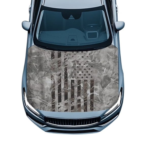 CHAQLIN Camouflage American Flag Car Hood Cover Stretchable Engine Protector Universal Fit Car Hood Cover Wrap, Decorate Accessories Fit Cars Trucks SUVs