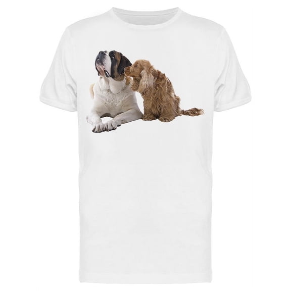 Spaniel And Bernard Dog Look Up Tee Men's -Image by Shutterstock