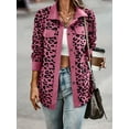 thumbnail image 4 of Leopard Print Shacket Jacket, Casual Button Front Turn Down Collar Long Sleeve Outerwear, Women's Clothing, 4 of 5