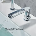 thumbnail image 3 of Roman Bathtub Faucet with Sprayer Deck Mount 3-Hole Tub Filler Faucet, Polished Chrome Waterfall Roman Tub Faucet with Valve Included, 3 of 9