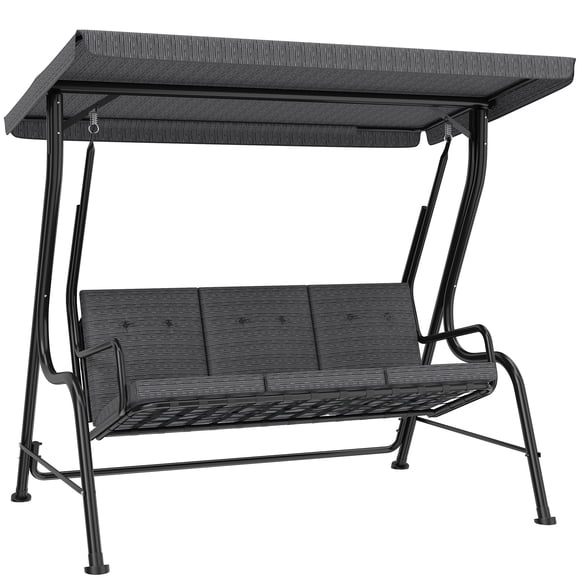 Outsunny Outdoor 3-person Metal Porch Swing Chair with Canopy Grey