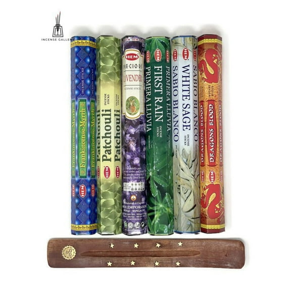 Hem Incense Most Popular Incense Sticks with Free Burner, 120 Sticks, 6 Pack