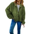 thumbnail image 2 of Usmixi Womens Winter Fleece Coat Shacket for Women Long Sleeve Cozy Soft Lamb Plush Shirt Jacket Casual Solid Button Down Stand Neck Fluffy Outwear with Pocket Fleece Coat, 2 of 5