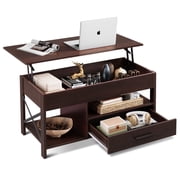 GALAXHERO Coffee Table, 39 Lift Top Coffee Table with Hidden Compartment, Storage Drawers and Storage Shelf for Living Room, Reception Room, Espresso