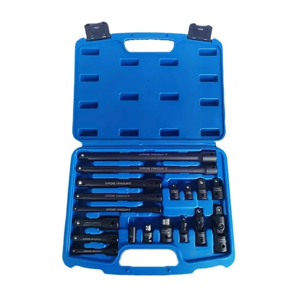 18 PPCS Drive Socket Extension Set Socket Adaptador, reparaciones de bricolaje, junta universal, accesorio de herramientas de accionamiento incluye
