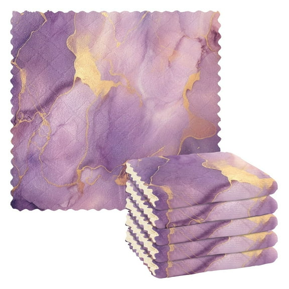 6 Packs Purple Lilac Marble Kitchen Dish Towels Soft Absorbent Dish Cloths 11"x11"