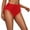 Red, variant on Swim Bottoms for Women Under $10 Free Shipping Solid Color High Waisted Sexy Drawstring Pleated Swimsuit
