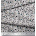 thumbnail image 2 of Soimoi Gray Cotton Cambric Fabric Insect & Floral Artistic Print Fabric by The Yard 42 Inch Wide, 2 of 3