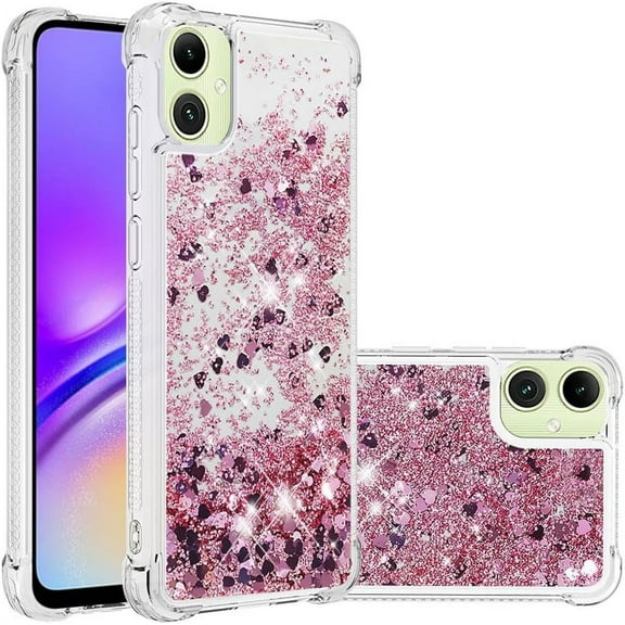 Slim Fit Phone Case for Samsung Galaxy A05 (Not A05S),Soft TPU Glitter Liquid Quicksand Effect Silicone Stylish Case,Screen and Camera Protection Cover for Galaxy A05,LSWT Diamond Rose