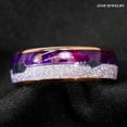 thumbnail image 4 of Tungsten Rings for Men Wedding Bands for Him Womens Wedding Bands for Her 6mm Rose Gold Purple Agate Meteorite Arrow, 4 of 9