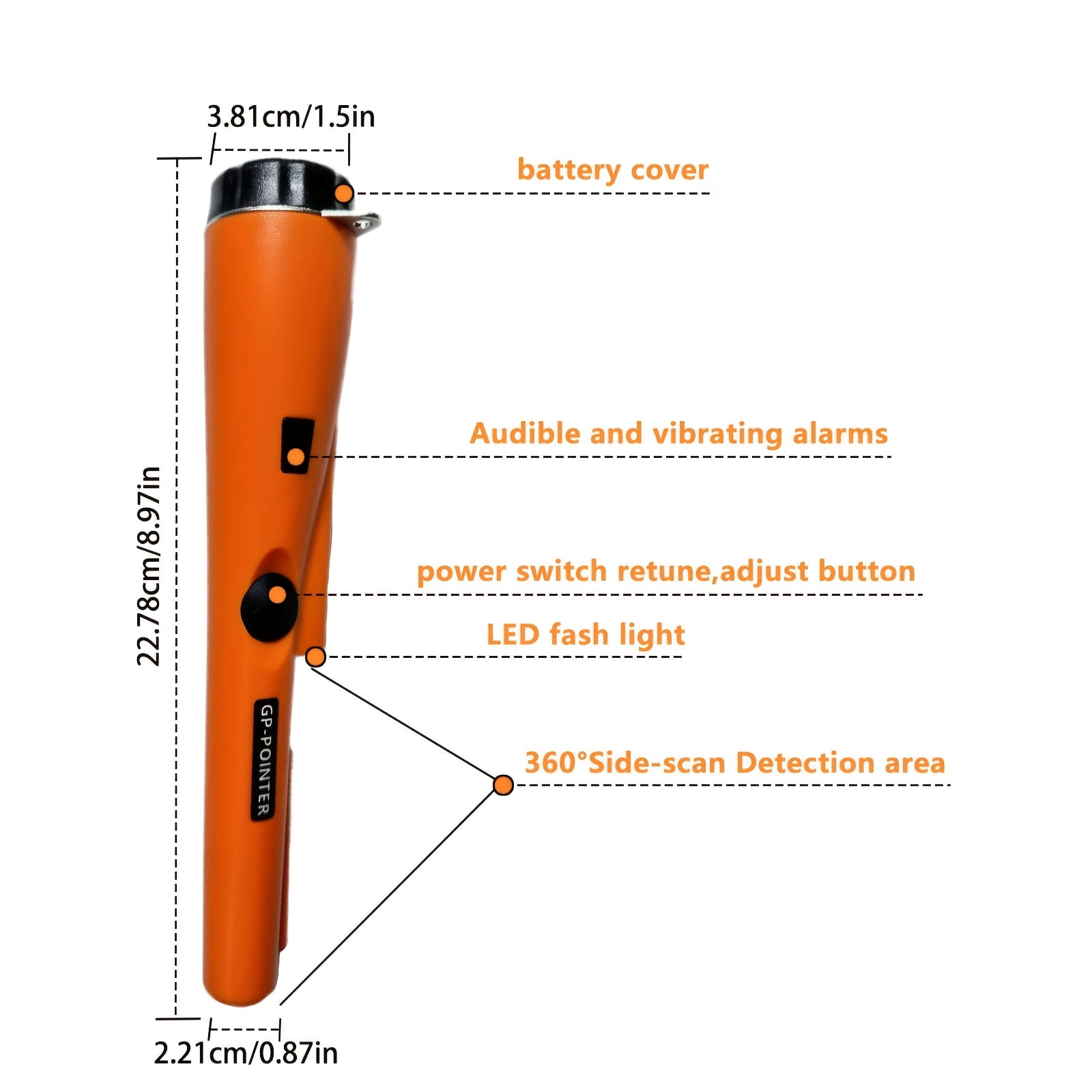 [Treasure Finder with Bag] 360° Metal Detector Pinpointer | Golden & Treasure Finder with Bag, LED Indicator & Buzzer Vibration | 9V BATTERY NOT-CAM OCEAN