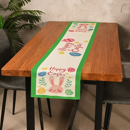 

Easter Table Runner Decorations Cotton Linen Easter Eggs Table Runner Kitchen Dining Table Decoration for Home Indoor Outdoor Easter Party Decor Table Runners 71 Inches Long