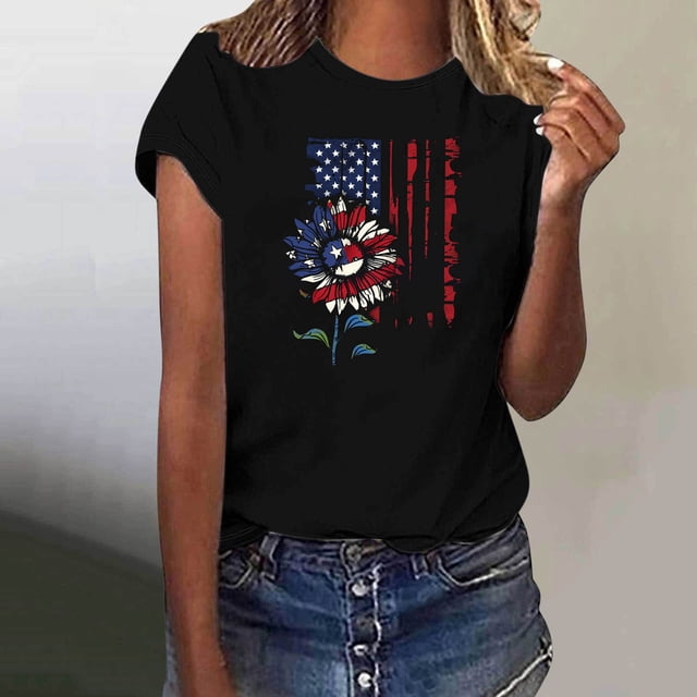 Mareep T-shirt Femme P-3TG Longueur Épaule T-shirt à Manches Courtes Col Rond Imprimé Lettre