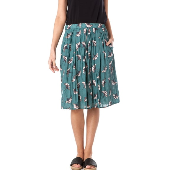 Printed Wrinkled Lightweight Cotton Skirt