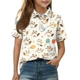 thumbnail image 3 of Grblisyd Girls Short Sleeve Polo Shirts Kids Cute Animal Print School Uniform Polo Shirt 10-12 Years, 3 of 6