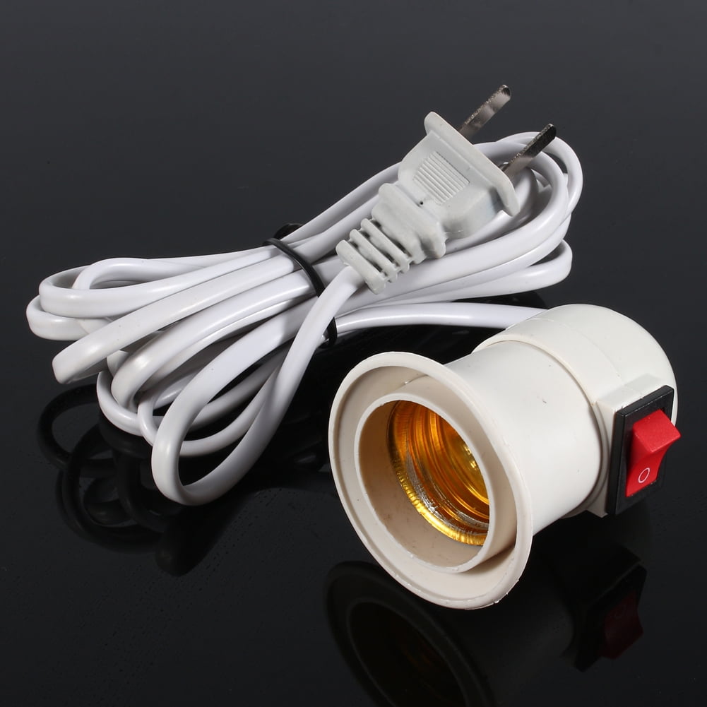 2Pcs E27 Screw Base Socket Plug Bulb Lamp Holder Light Plug Adapter with Switch 