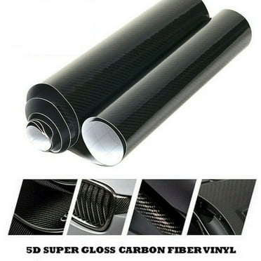 7D Ultra High Glossy Black Carbon Fiber Vinyl Wrap Sticker Decal Air Release 6Dc
