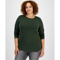 thumbnail image 1 of Aveto Womens Solid Basic T-Shirt, darkgreen, Plus Size, 2X, 1 of 1